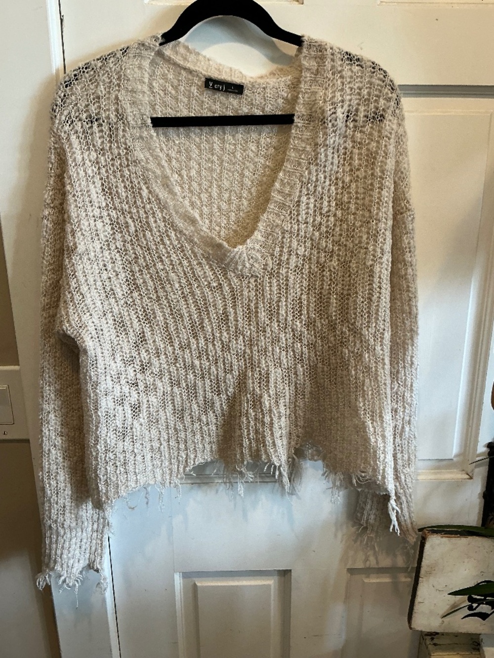 Very J pullover sweater with raw hems!  Size large